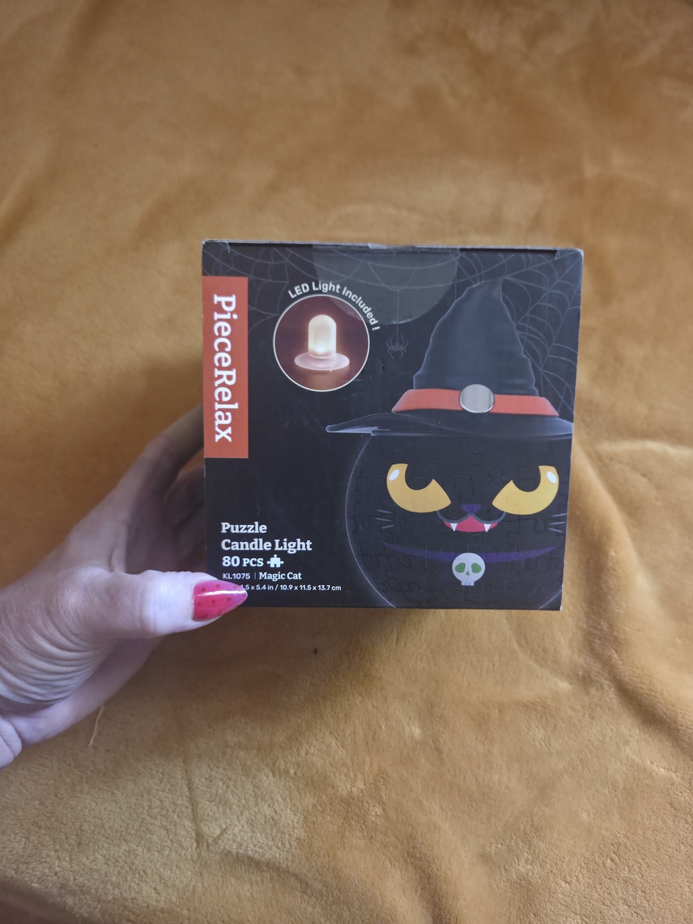 Halloween Magic Cat Puzzle Candle Light - Black